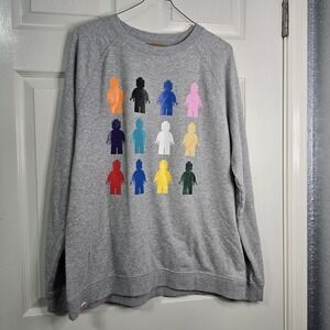 LEGO Minifigure Graphic Gray Crew Neck Sweatshirt Men's Medium Pullover Knit